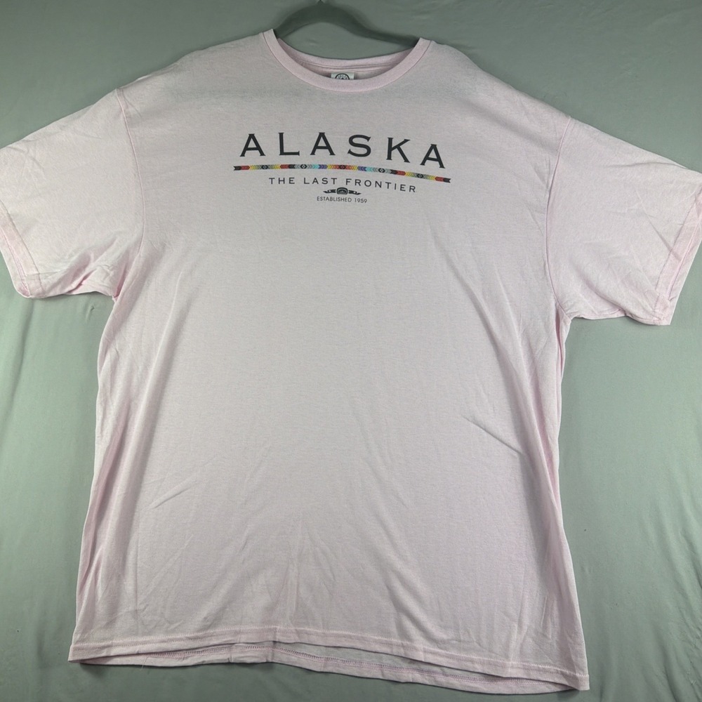 Delta brand 'Alaska the last frontier' pink ss tee, men's 2xl t-shirt